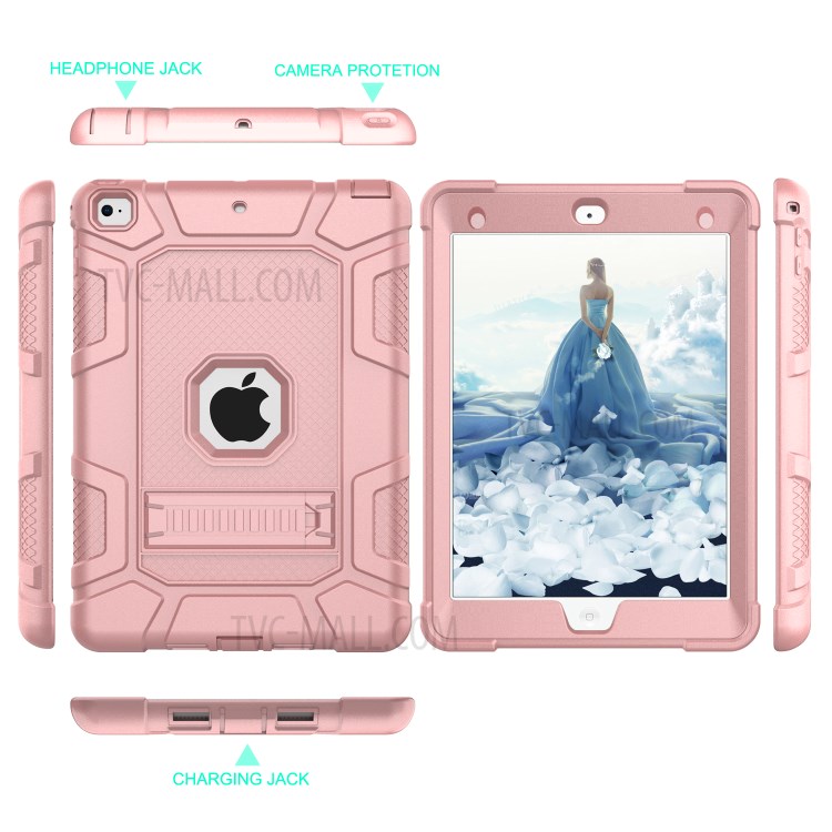 Shockproof Anti-dust Detachable 2-in-1 Protective TPU + PC Kickstand Tablet Cover for iPad Air 2 - Pink-2