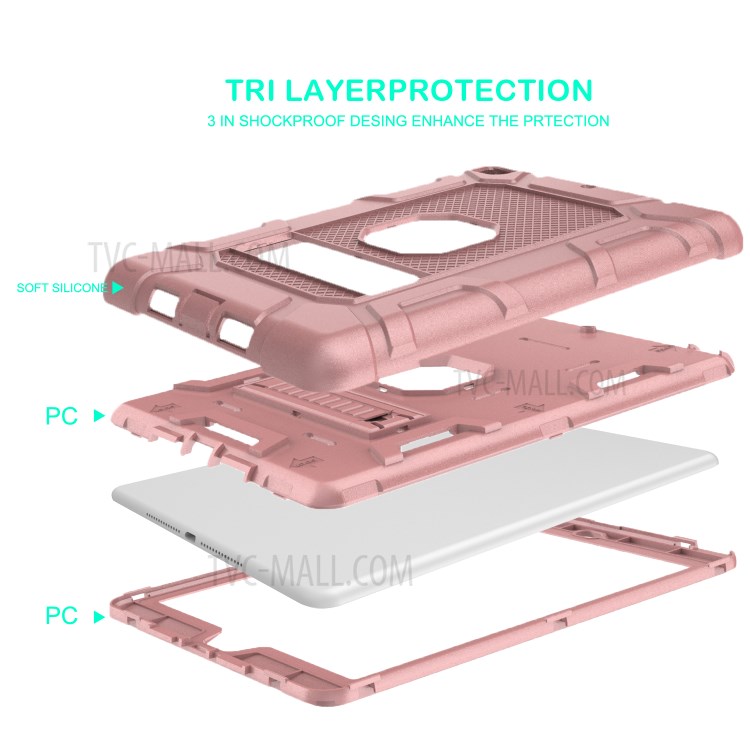 Shockproof Anti-dust Detachable 2-in-1 Protective TPU + PC Kickstand Tablet Cover for iPad Air 2 - Pink-5
