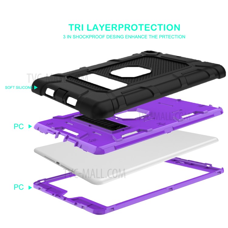 Shockproof Anti-dust Detachable 2-in-1 Protective TPU + PC Kickstand Tablet Cover for for iPad 9.7-inch (2017) (2018) - Black/Purple-4