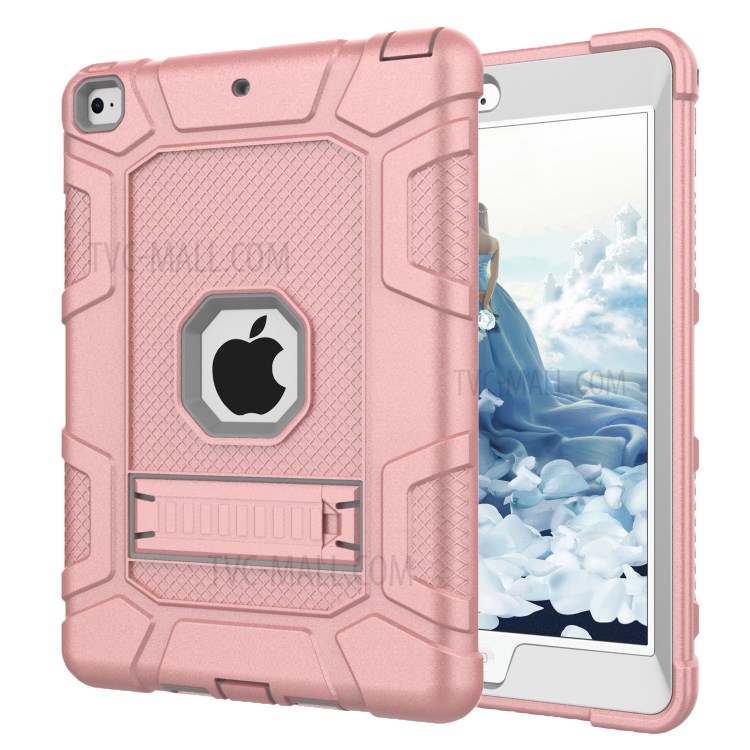 Shockproof Anti-dust Detachable 2-in-1 Protective TPU + PC Kickstand Tablet Cover for for iPad 9.7-inch (2017) (2018) - Pink/Grey-1