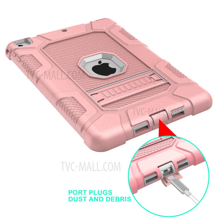 Shockproof Anti-dust Detachable 2-in-1 Protective TPU + PC Kickstand Tablet Cover for for iPad 9.7-inch (2017) (2018) - Pink/Grey-5
