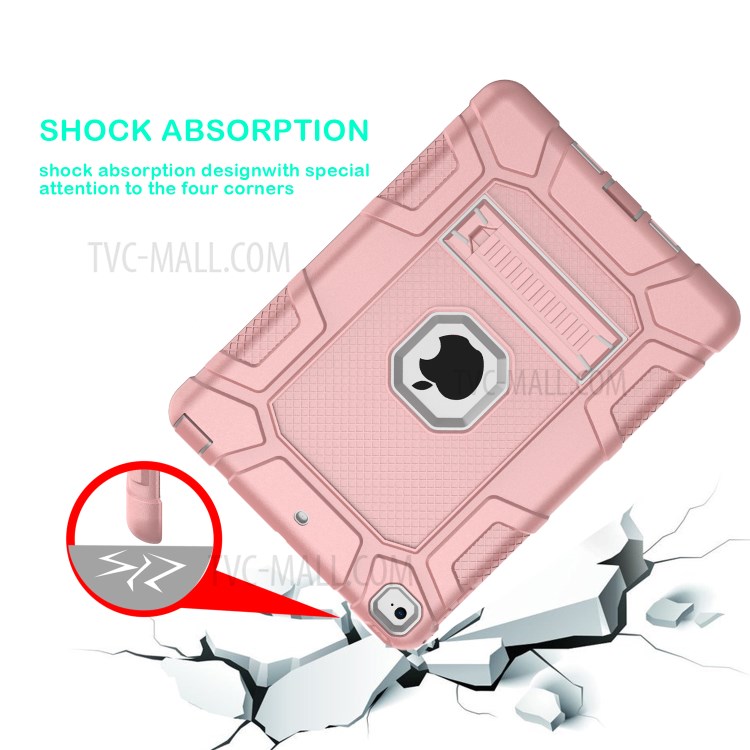 Shockproof Anti-dust Detachable 2-in-1 Protective TPU + PC Kickstand Tablet Cover for for iPad 9.7-inch (2017) (2018) - Pink/Grey-6