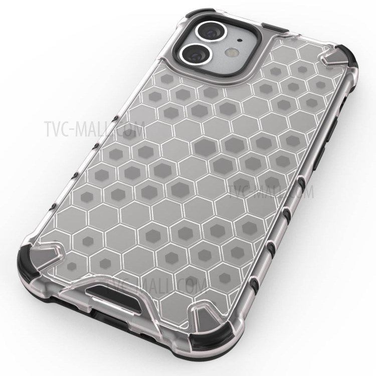 Honeycomb Pattern Shock-proof TPU + PC Hybrid Case Shell for iPhone 12 5.4 inch - White-4