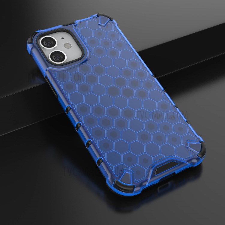 Honeycomb Pattern Shock-proof TPU + PC Hybrid Case Shell for iPhone 12 5.4 inch - Blue-4
