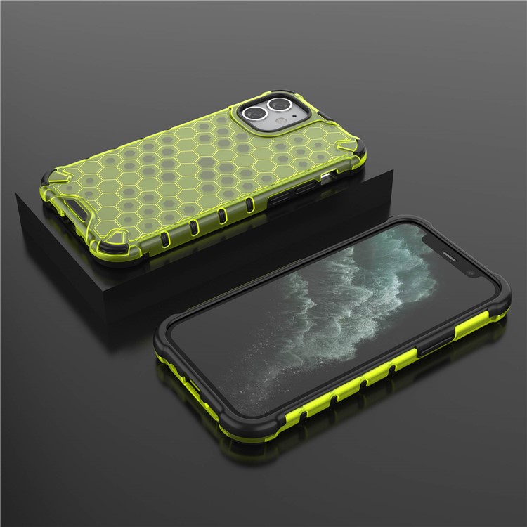 Honeycomb Pattern Shock-proof TPU + PC Hybrid Case Shell for iPhone 12 5.4 inch - Green-3
