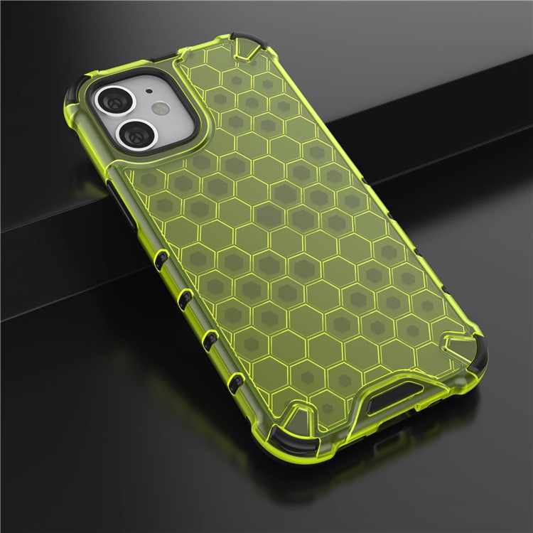 Honeycomb Pattern Shock-prooble TPU + PC Hybrid Case Shell Для Iphone 12 Mini 5,4 Дюйма - Зеленый-4