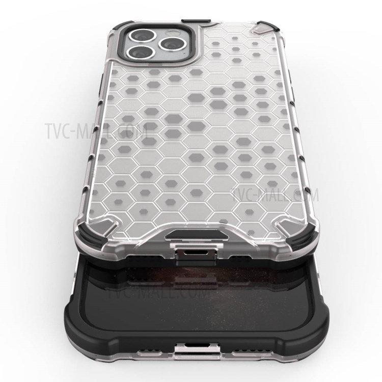 Honeycomb Pattern Shock-proof TPU + PC Hybrid Case for iPhone 12 Max/Pro 6.1 inch - White-8