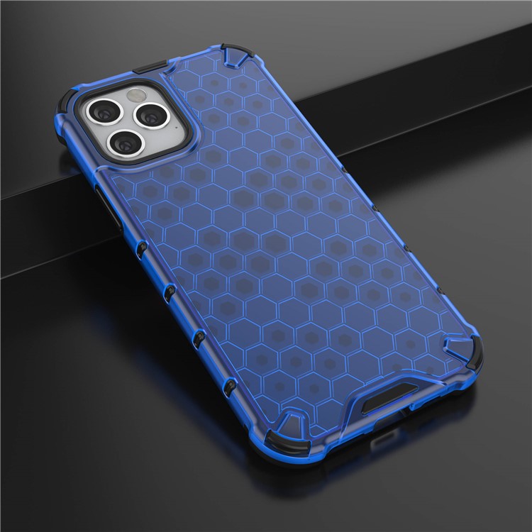 Honeycomb Pattern Shock-proof TPU + PC Hybrid Case for iPhone 12 Pro/12 - Blue-4