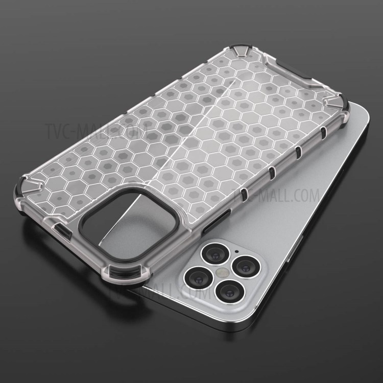 Honeycomb Pattern Shock-proof TPU + PC Combo Shell for iPhone 12 Pro Max 6.7 inch - White-7