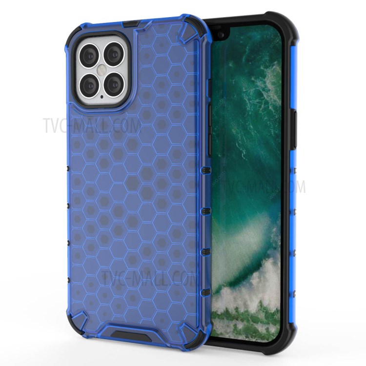 Honeycomb Pattern Shock-proof TPU + PC Combo Shell for iPhone 12 Pro Max 6.7 inch - Blue-1
