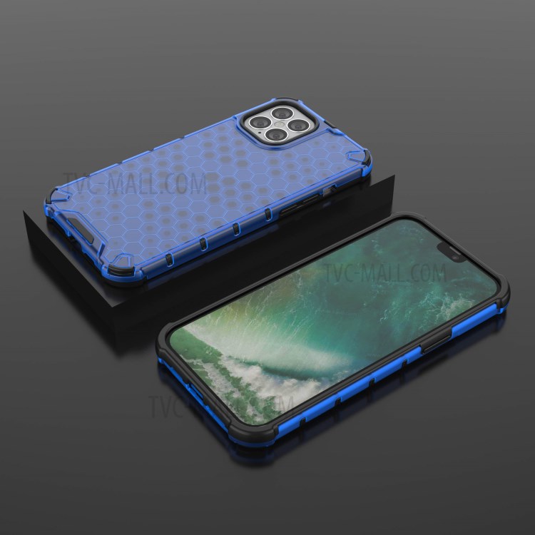 Honeycomb Pattern Shock-proof TPU + PC Combo Shell for iPhone 12 Pro Max 6.7 inch - Blue-3
