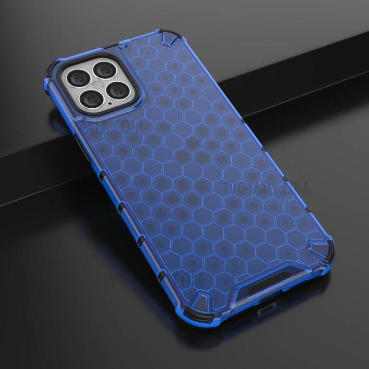 Honeycomb Pattern Shock-proof TPU + PC Combo Shell for iPhone 12 Pro Max 6.7 inch - Blue-4