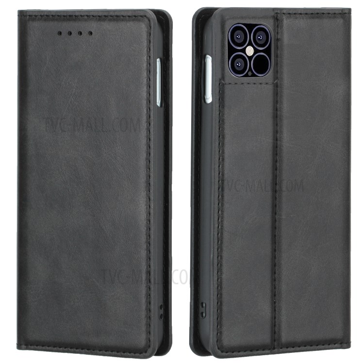 Auto-absorbed Leather Phone Case with Card Holder for iPhone 12 Max 6.1-inch - Black-5