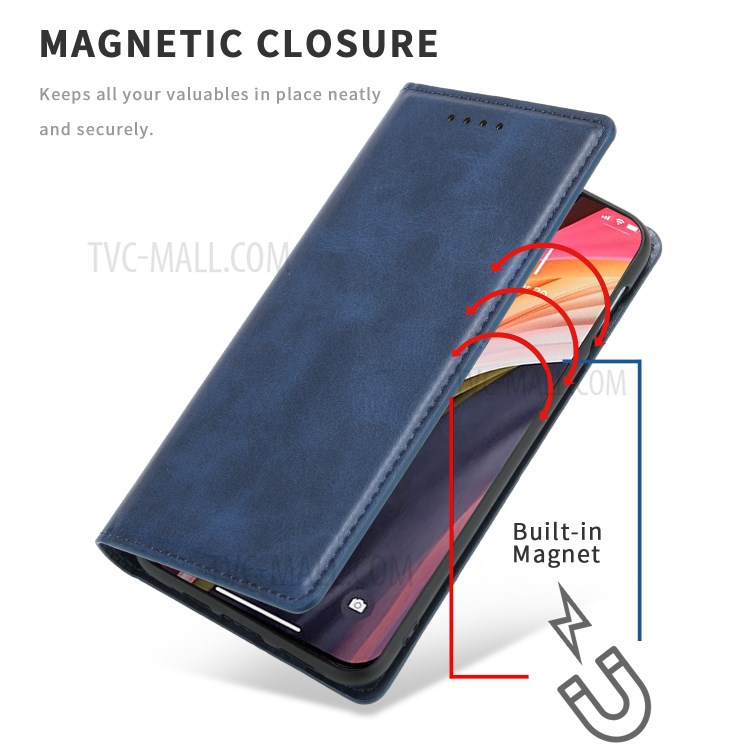 Auto-absorbed Leather Shell with Card Slots Stand for iPhone 12 Pro Max 6.7 inch - Blue-4