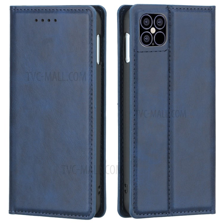 Auto-absorbed Leather Shell with Card Slots Stand for iPhone 12 Pro Max 6.7 inch - Blue-6