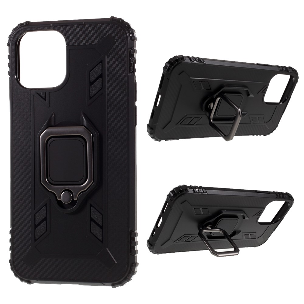 Finger Ring TPU Cell Phone Case for iPhone 12 Pro 6.1 inch - Black-1