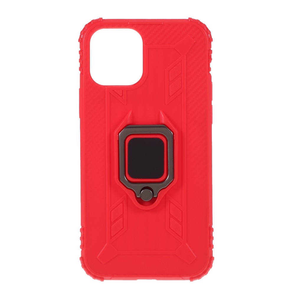 Finger Ring TPU Cell Phone Case for iPhone 12 Pro 6.1 inch - Red-1