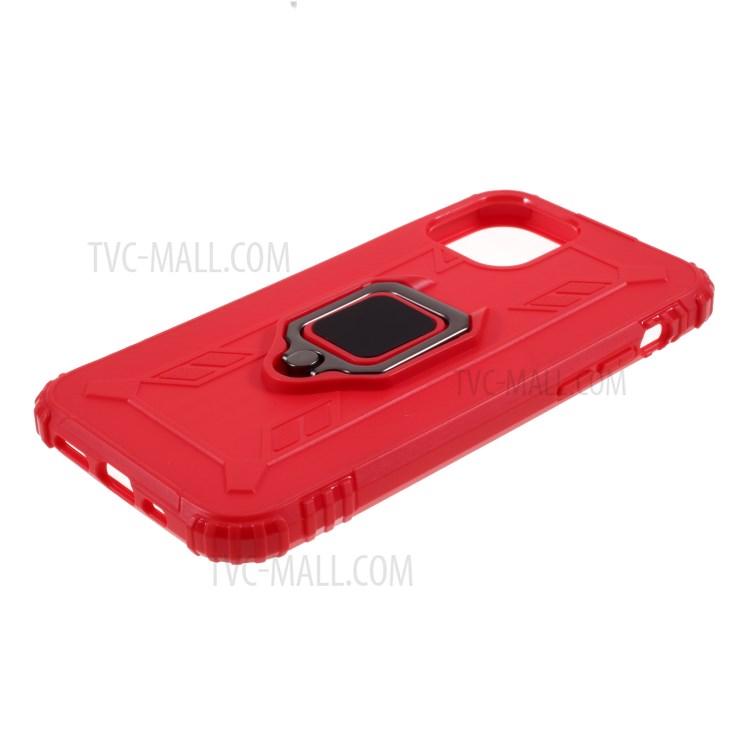 Anti-drop TPU Shell with Finger Ring Kickstand for iPhone 12 5.4 inch - Red-4