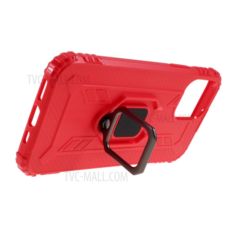 Anti-drop TPU Shell with Finger Ring Kickstand for iPhone 12 5.4 inch - Red-5