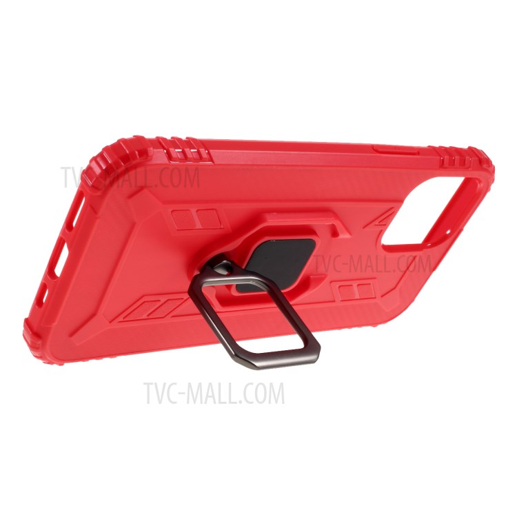 Anti-drop TPU Shell with Finger Ring Kickstand for iPhone 12 5.4 inch - Red-6