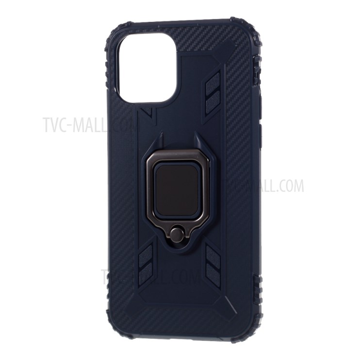 Anti-drop TPU Shell with Finger Ring Kickstand for iPhone 12 5.4 inch - Blue-2