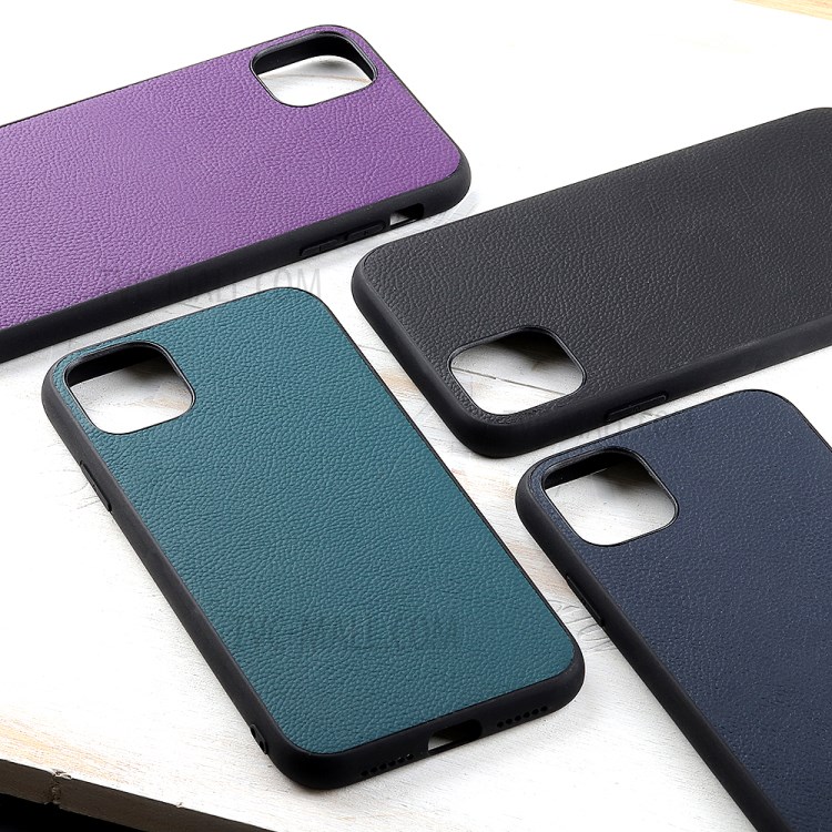 Stylish Skin Genuine Leather Coated PC + TPU Unique Case for	iPhone 12 Pro Max 6.7 inch - Purple-14