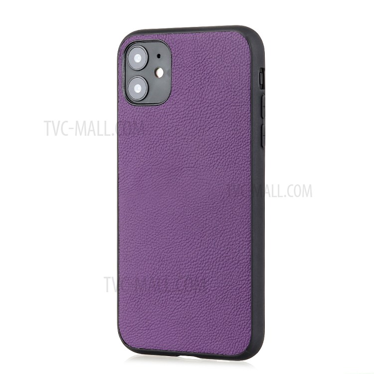 Stylish Skin Genuine Leather Coated PC + TPU Unique Case for	iPhone 12 Pro Max 6.7 inch - Purple-3