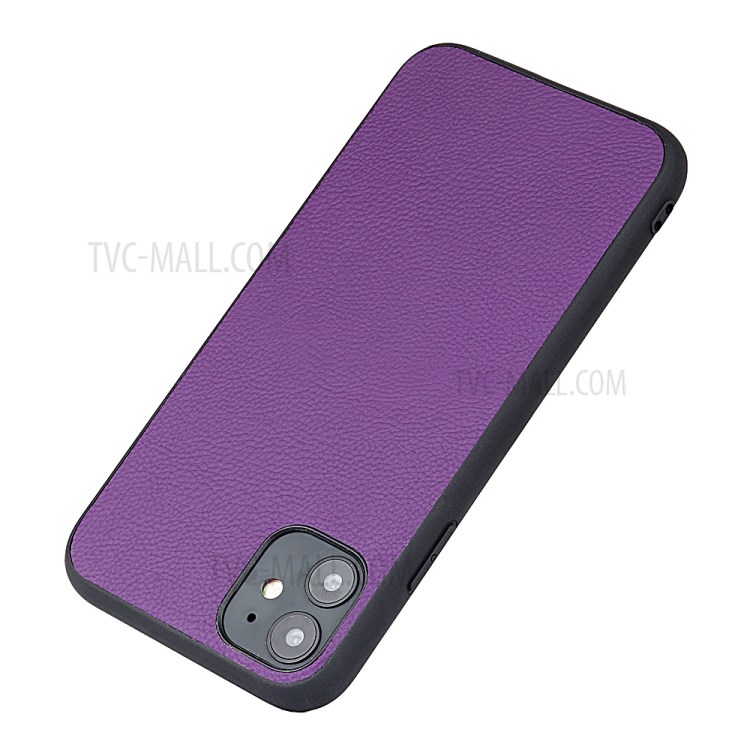 Stylish Skin Genuine Leather Coated PC + TPU Unique Case for iPhone 12 Pro Max 6.7 inch - Purple-5