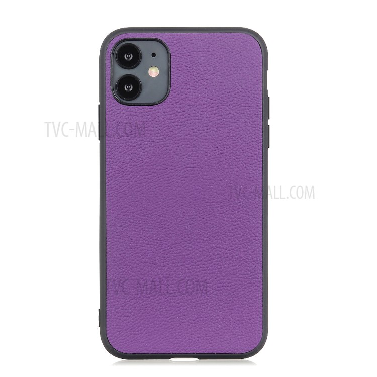 Stylish Skin Genuine Leather Coated PC + TPU Unique Case for	iPhone 12 Pro Max 6.7 inch - Purple-9