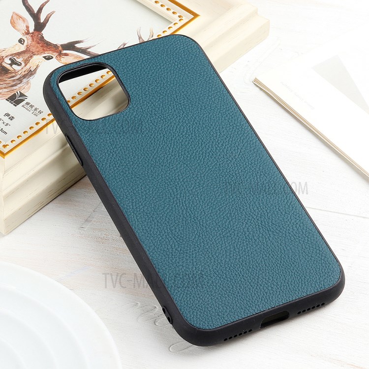 Stylish Skin Genuine Leather Coated PC + TPU Unique Case for iPhone 12 Pro Max 6.7 inch - Green-1