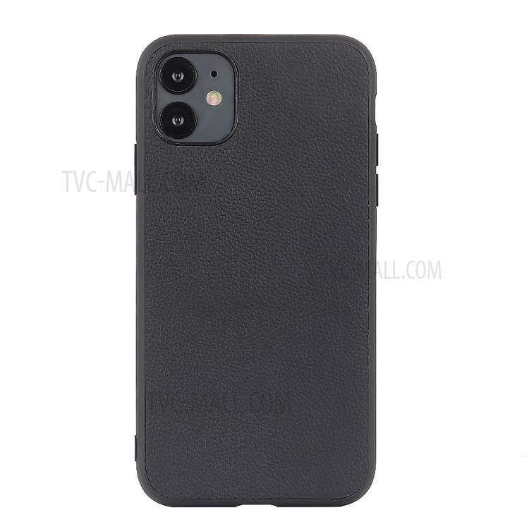 Stylish Skin Genuine Leather+PC+TPU Case for iPhone 12 Pro/12 - Black-2
