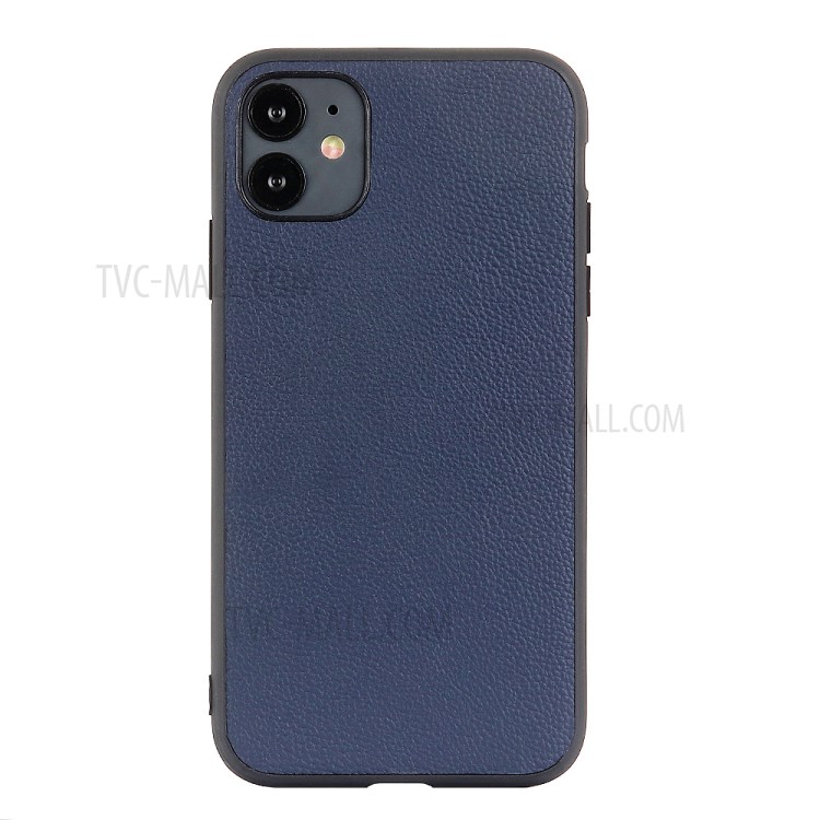 Stylish Skin Genuine Leather Coated PC + TPU Case for iPhone 12 5.4 inch - Blue-2