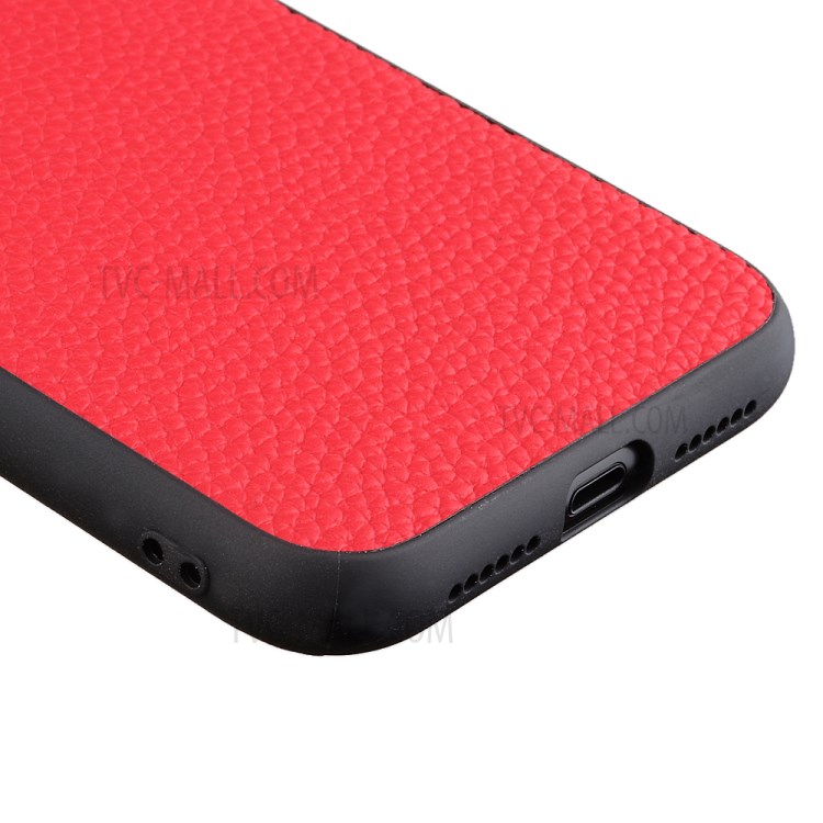 Litchi Texture Genuine Leather Coated PC + TPU Combo Shell for iPhone 12 Max/12 Pro 6.1 inch - Red-6