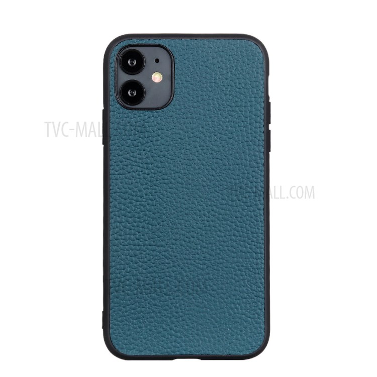 Litchi Texture Genuine Leather Coated PC + TPU Combo Shell for iPhone 12 Max/12 Pro 6.1 inch - Green-1
