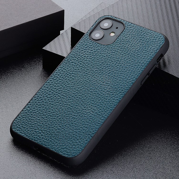 Litchi Texture Genuine Leather Coated PC + TPU Combo Shell for iPhone 12 Max/12 Pro 6.1 inch - Green-2
