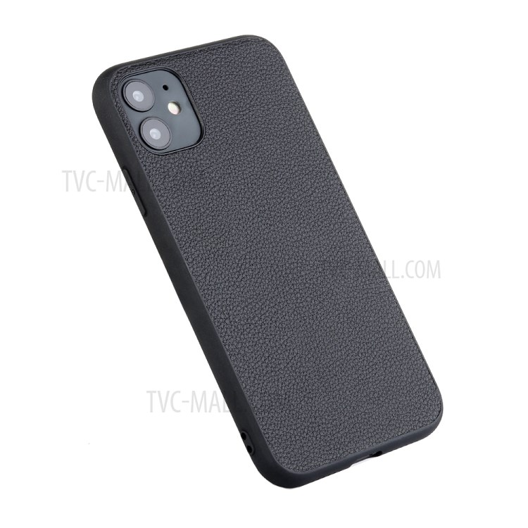 Genuine Leather Coated PC + TPU Hybrid Cover for iPhone 12 5.4-inch - Black-10