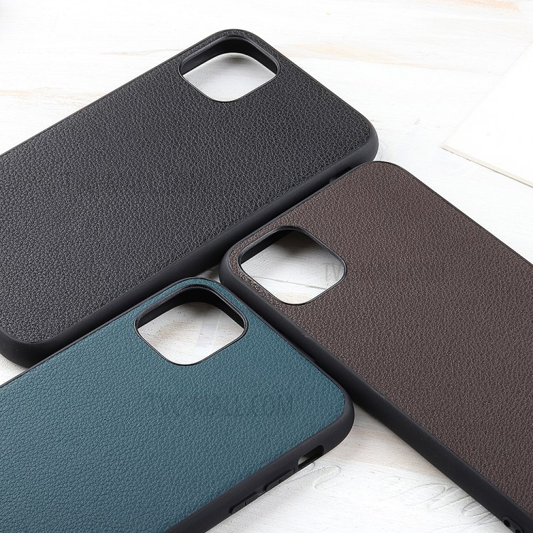 Genuine Leather Coated PC + TPU Hybrid Cover for iPhone 12 5.4-inch - Black-14