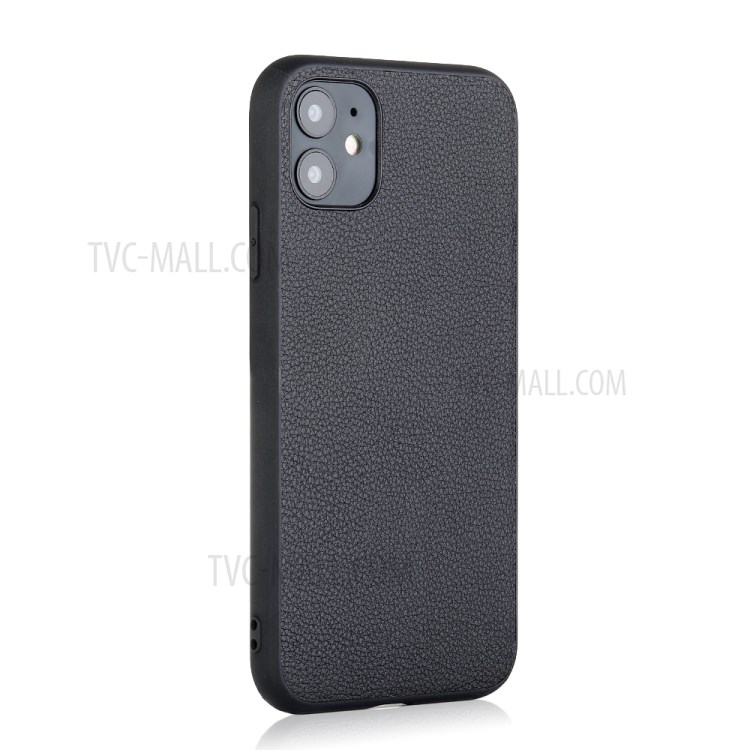 Genuine Leather Coated PC + TPU Hybrid Cover for iPhone 12 5.4-inch - Black-9