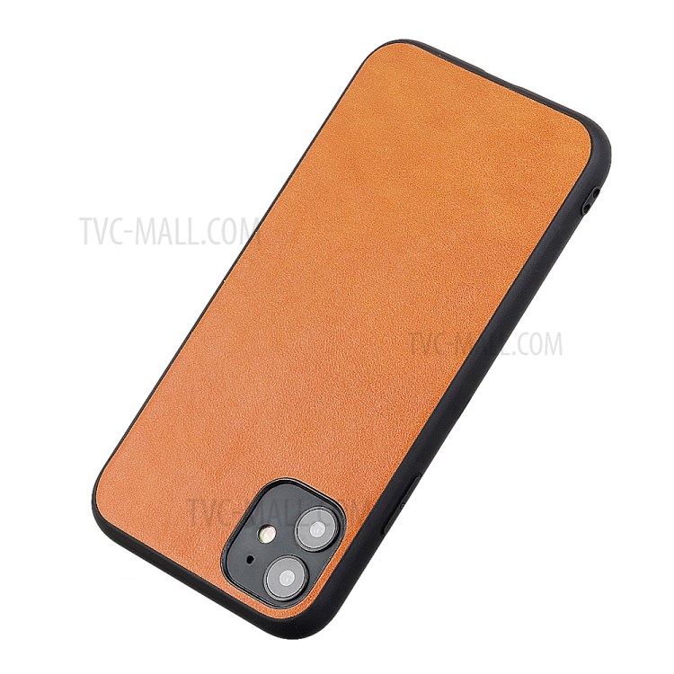 Genuine Leather Coated PC + TPU Hybrid Cover for iPhone 12 Pro Max 6.7-inch - Brown-10