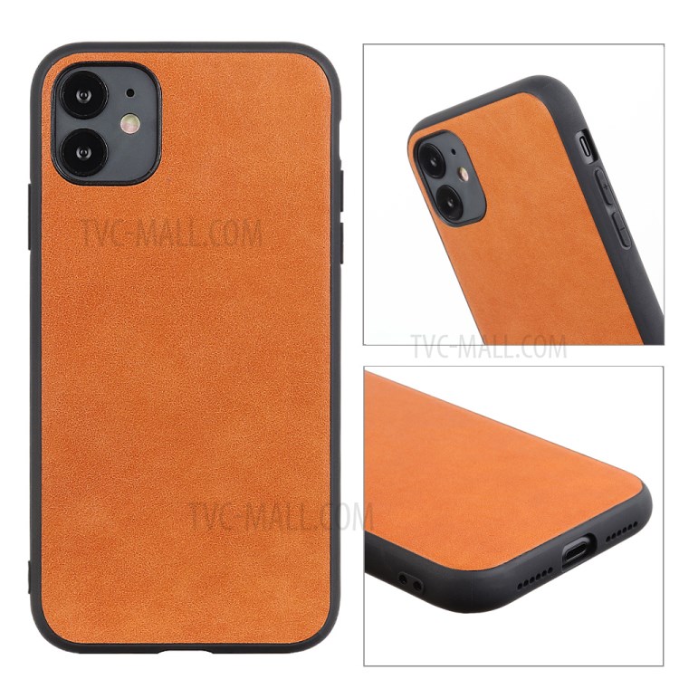 Genuine Leather Coated PC + TPU Hybrid Cover for iPhone 12 Pro Max 6.7-inch - Brown-3