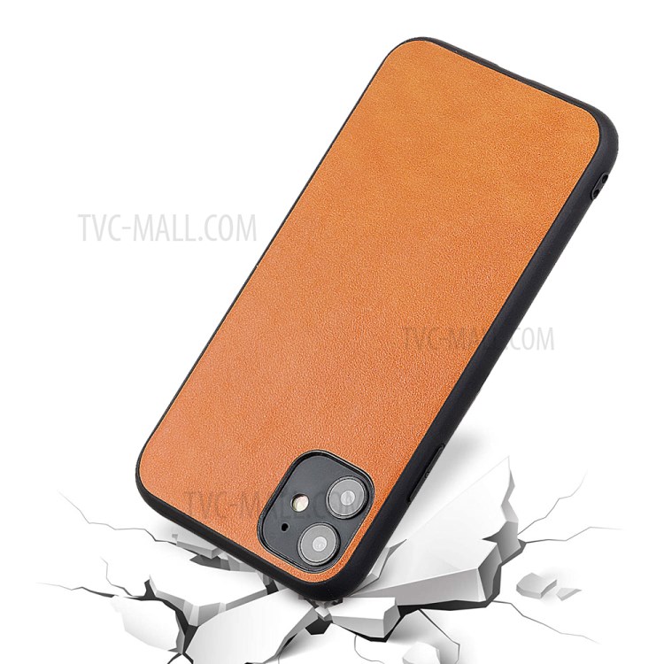 Genuine Leather Coated PC + TPU Hybrid Cover for iPhone 12 Pro Max 6.7-inch - Brown-4