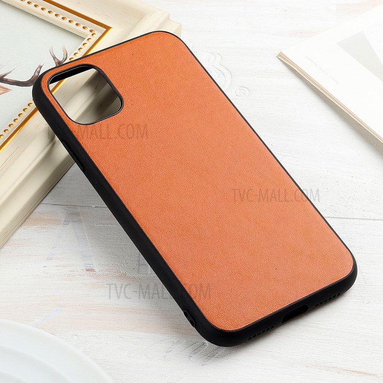 Genuine Leather Coated PC + TPU Hybrid Cover for iPhone 12 Pro Max 6.7-inch - Brown-7