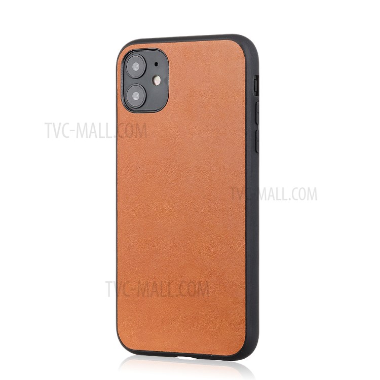 Genuine Leather Coated PC + TPU Hybrid Cover for iPhone 12 Pro Max 6.7-inch - Brown-8