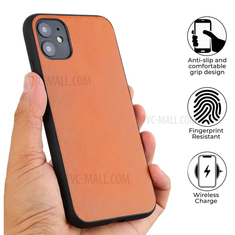 Genuine Leather Coated PC + TPU Hybrid Cover for iPhone 12 Pro / 12 Max 6.1-inch - Brown-2