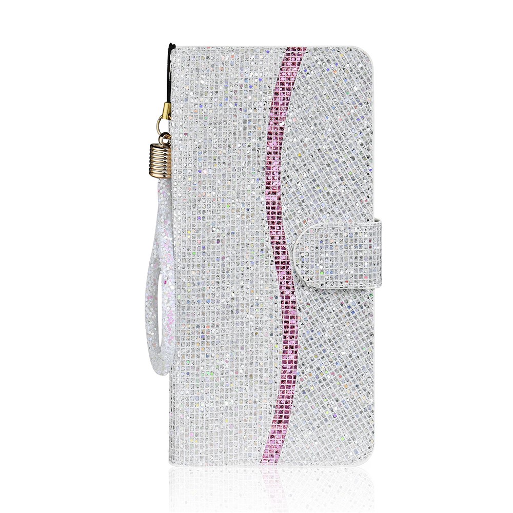 Glitzernde Pulverspleißbrieftasche Lederhülle Für Iphone SE (2020)/SE (2022)/8/7 4,7 Zoll - Silber-