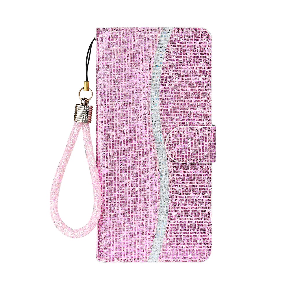 Glittery Powder Splicing Wallet Stand Leather Case for iPhone SE (2nd Generation)/8/7 4.7 inch - Rose Gold-1