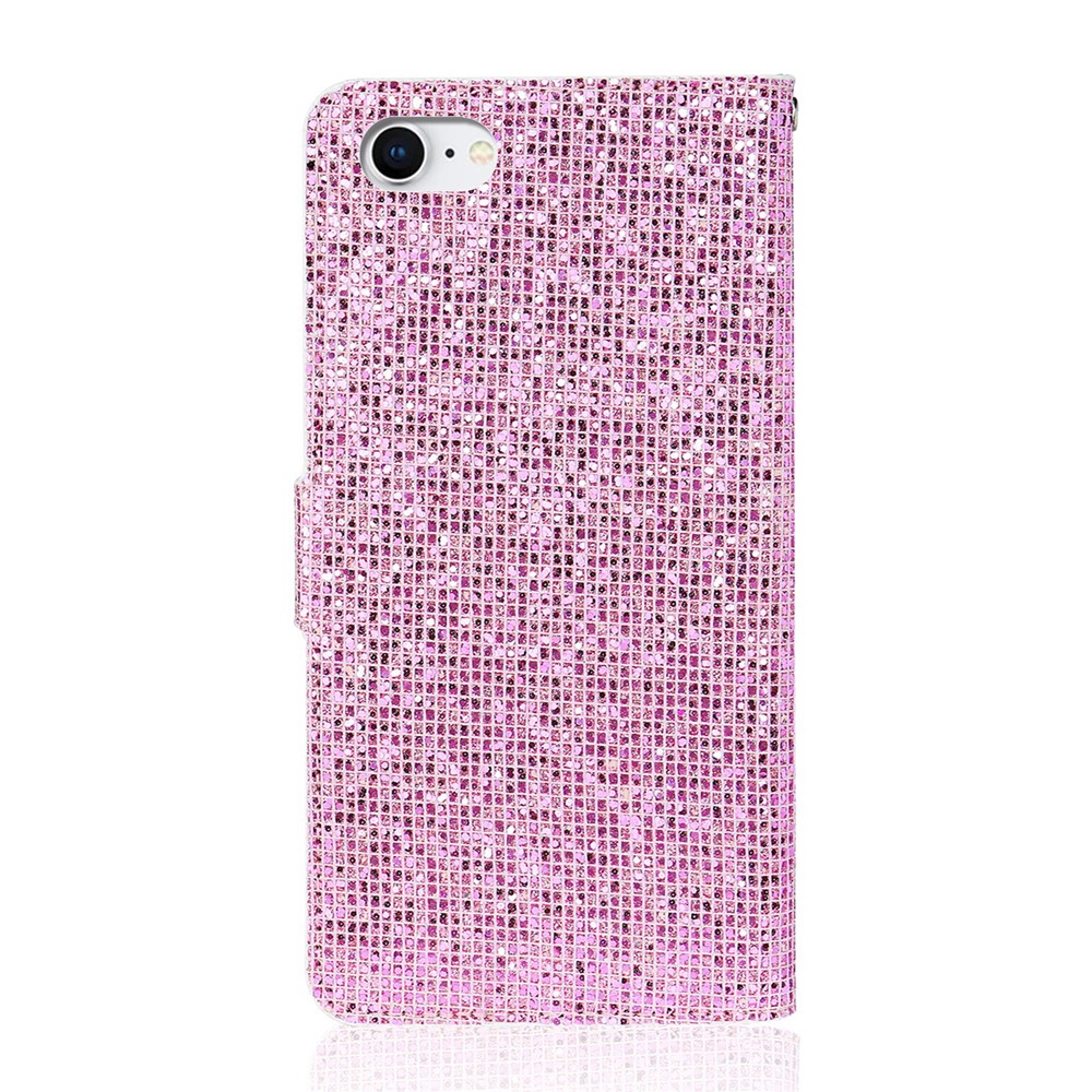 Glittery Powder Splicing Wallet Stand Leather Case for iPhone SE (2nd Generation)/8/7 4.7 inch - Rose Gold-2