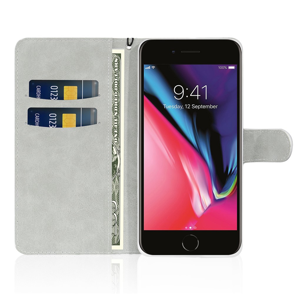 Glittery Powder Splicing Wallet Stand Leather Case for iPhone SE (2nd Generation)/8/7 4.7 inch - Rose Gold-3