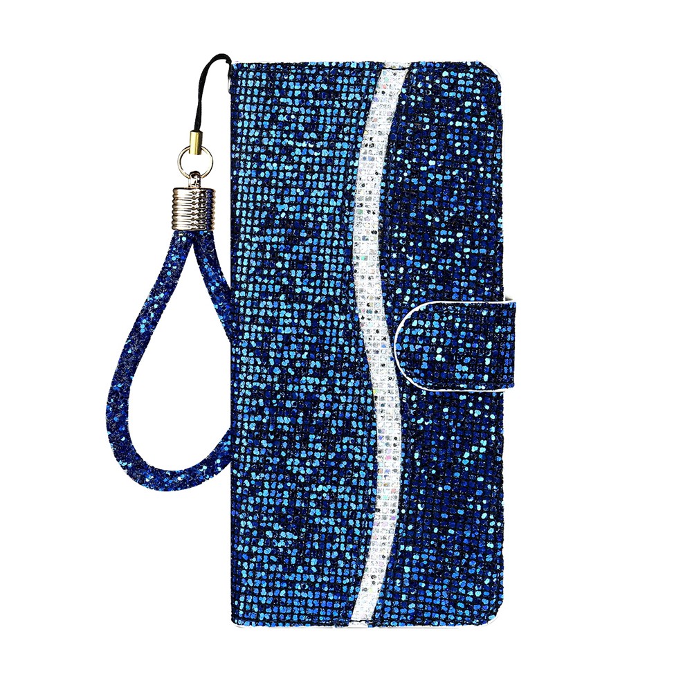 Glittery Powder Splicing Wallet Stand Leather Case for iPhone SE (2nd Generation)/8/7 4.7 inch - Blue-1
