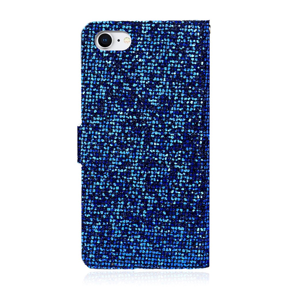 Case de Cuero de Billetera de Empalme de Polvo Brillante Para Iphone SE (2020)/SE (2022)/8/7 4.7 Pulgadas - Azul-2